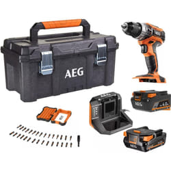 Perceuse-visseuse à percussion 18 Volts avec mandrin amovible métal de 13mm, 60Nm,Toolbox, 1 batterie 4Ah, 1 batterie 2Ah, 1 chargeur et 31 embouts