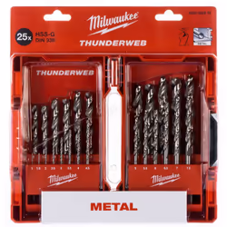 Jeu de forets à métaux HSS-G Emballage : 25 pièces. Série : Thunderweb Produit original de la célèbre société Milwaukee ® Num ...