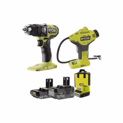 Présentation : La perceuse-visseuse à percussion RYOBI 18V One+ Brushless - Batteries 2,0 et 4,0Ah - Chargeur comprend tout l ...
