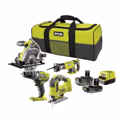 Le kit 4 outils sans fil RYOBI RCK184C-242SL ONE+(TM) est idéal pour tous vos projets de bricolage. Il comprend une perceuse- ...