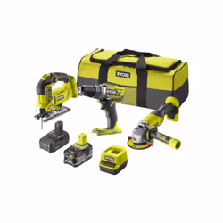 Présentation : Ce pack RYOBI 3 outils 18V One+ - 2 batteries 4,0Ah - 2.0Ah - 1 chargeur comporte une scie sauteuse, une perce ...