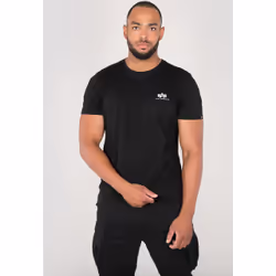 T-shirt Homme - Alpha Industries - Basic T Small Logo - Noir - Manches Courtes - 100% Coton