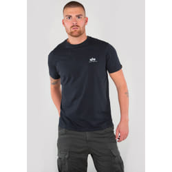 T-shirt - Alpha Industries - Basic T Small Logo - Bleu - Manches Courtes - Col Arrondi