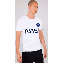Alpha Industries NASA Reflective T-Shirt, blanc-bleu, taille XS pour Hommes