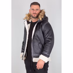 Alpha Industries B3 FL Hooded Veste, noir, taille L pour Hommes