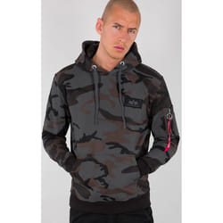 Alpha Industries Back Print Camo Capuche, noir-multicolore, taille XS pour Hommes