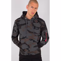 Alpha Industries Back Print Camo Capuche, noir-multicolore, taille XS pour Hommes