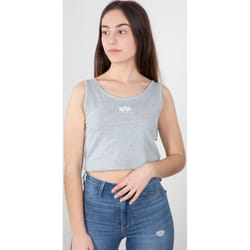 Alpha Industries Basic Crop SL Débardeur dames, gris, taille XL pour Femmes