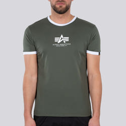 Alpha Industries Basic T Contrast ML T-shirt, vert, taille M pour Hommes