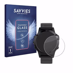 Savvies Verre Trempé pour Garmin fenix 5 (47 mm) / 5 Plus (47 mm) Vitre Protection Ecran Film Trempé de Verre Dureté 9H