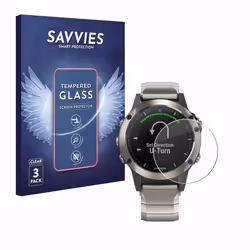 Savvies Verre Trempé pour Garmin quatix 5 (3 Pièces) Vitre Protection Ecran Film Trempé de Verre Dureté 9H
