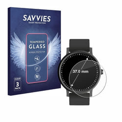 Savvies Verre Trempé pour Montres (Circulaire ø: 37 mm) (3 Pièces) Vitre Protection Ecran Film Trempé de Verre Dureté 9H