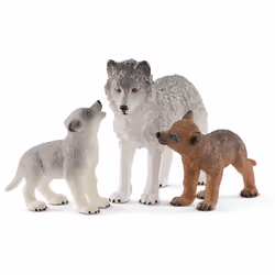 schleich WILD LIFE Maman loup avec louveteaux, 3 an(s), Marron, Gris, Plastique