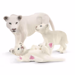 schleich WILD LIFE Lionne avec bébés, 3 an(s), Blanc, Plastique
