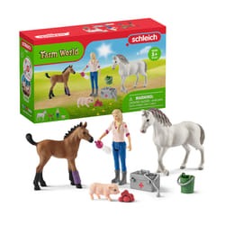 schleich Farm World Visite du vétérinaire pour jument et poulain