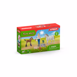 schleich Farm World Visite du vétérinaire pour jument et poulain