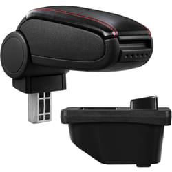 Pro.tec - Accoudoir central pour Peugeot 308 i - avec compartiment - rembourré - cuir-synthétique - noir avec des coutures rouges
