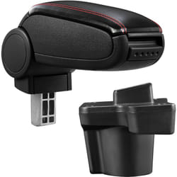 [pro.tec] Accoudoir central pour Mazda 2 (Type DJ) - avec compartiment - rembourré - cuir-synthétique - noir avec des coutures rouges