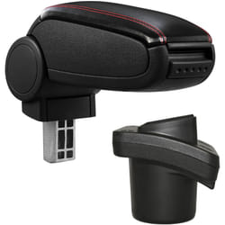 Pro.tec - Accoudoir central pour Citroen C2 - avec compartiment - rembourré - cuir-synthétique - noir avec des coutures rouges