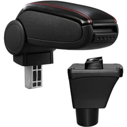Pro.tec - Accoudoir - avec compartiment - rembourré - noir - similicuir avec couture rouge