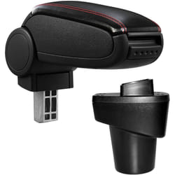 Pro.tec - Accoudoir central avec compartiment Similicuir Noir avec Couture Rouge