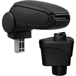 Pro.tec - Accoudoir central - avec compartiment - rembourré - similicuir - noir avec coutures noirs 57469005