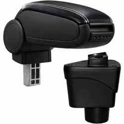 Accoudoir central console pour : Ford EcoSport II (2012-2018) matériel : cuir synthétique couleur : noir avec des coutures bl ...