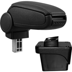 Pro.tec - Accoudoir central console avec compartiment rembourré Similicuir Noir avec Couture Noir