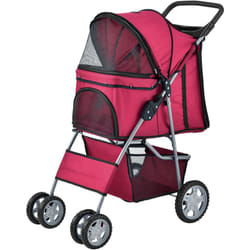 Poussette Pliable pour Chien Chat Animaux de Compagnie Rouge [pro.tec]