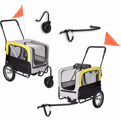 Remorque vélo pour chien Conçue pour les petits animaux jusqu’à 20 kg, elle se transforme facilement en transporteur de chien ...