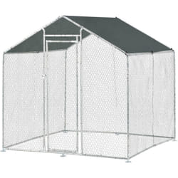 Enclos Extérieur Wels Volière Acier Galvanisé 2 x 2 x 2 m Argent Vert Foncé [ Pro.tec