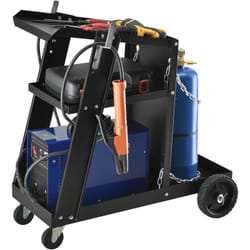 Chariot de Soudage avec 3 Plateaux et Rangement de Bouteille de Gaz Acier Noir [ Pro.tec