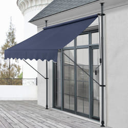 Store Banne Téléscopique Acier Polyester 400 x 120 x 220-309 cm Bleu Foncé [ Pro.tec