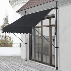Store Banne Téléscopique Acier Polyester 250 x 120 x 220-309 cm Noir [ Pro.tec