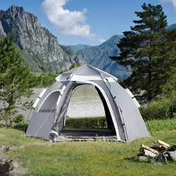 Tente de camping Nybro montage instantané 240 x 205 x 140 cm gris foncé gris clair
