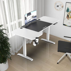 Pro.tec - Bureau électrique Oxnard à hauteur réglable 73 - 118 cm en forme de l blanc [ ]