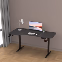 Bureau réglable en hauteur La hauteur de cette table est réglable en hauteur par l'appui de touche. Ainsi vous pouvez créer u ...