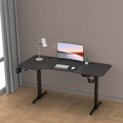 Pro.tec - Bureau électrique Oxnard à hauteur réglable 73 - 118 cm en forme de l noir [ ]