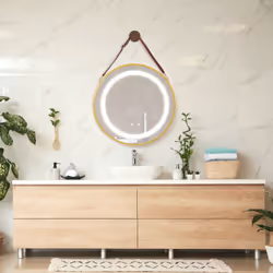 Miroir LED à accrocher Notre miroir mural rond crée une ambiance agréable dans votre salle de bain. Équipé de trois niveaux d ...