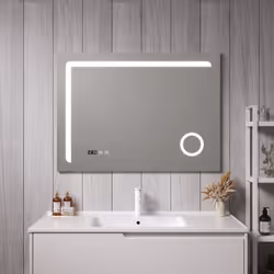 Miroir LED Notre miroir stylé crée une ambiance agréable dans votre salle de bain. Équipé de trois niveaux d'éclairage - blan ...