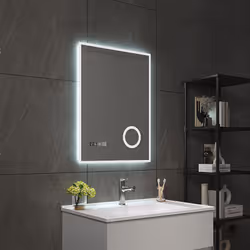 Miroir LED Notre miroir stylé crée une ambiance agréable dans votre salle de bain. Équipé de trois niveaux d'éclairage - blan ...