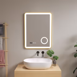Miroir LED Notre miroir stylé crée une ambiance agréable dans votre salle de bain. Équipé de trois niveaux d'éclairage - blan ...