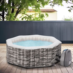 Pro.tec - Spa gonflable Carosino pour 5 personnes aspect pierre gris