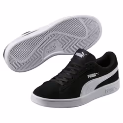 PUMA Smash V2 Suede Trainers, Unisexe, Enfant, Chaussures de sport à la mode, Noir, Blanc, EUE, Monochromatique