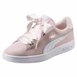 PUMA Smash v2 Ribbon Jr, Femelle, Enfant, Chaussures de sport à la mode, Rose, Blanc, EUE, Monochromatique
