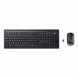 Fujitsu LX410, Taille réelle (100 %), RF sans fil, QWERTY, Noir, Souris incluse