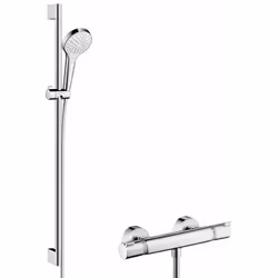 Le set de douche comprend mitigeur thermostatique de douche Ecostat 1001 CL pour 1 sortie commande par poignées de la tempéra ...