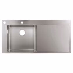 Les avantages de l'Evier à encastrer 1 bac pré-percé HANSGROHE S71 450 avec égouttoir à droite sans vidage inox : Résistant e ...