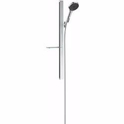 L’ensemble de douche comprend douchette à main, barre de douche, flexible de douche 1,6 m, curseur, porte-savon étagère en ve ...