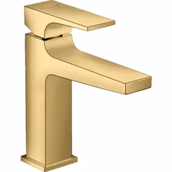 Une touche de luxe sur le lavabo : Mitigeur design à la finition dorée polie Le mitigeur de lavabo Metropol 110 avec poignée  ...
